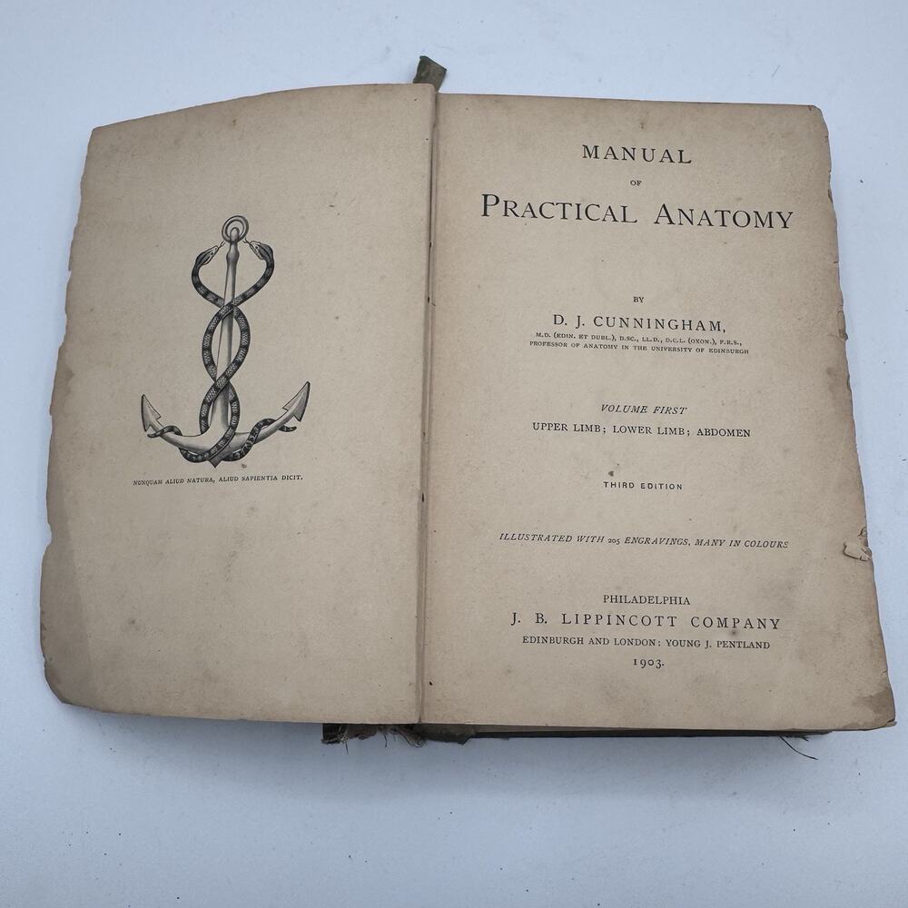 Manual of Practical Anatomy 1903 Vol 1 D.J. Cunningham 3rd Ed Color Plates